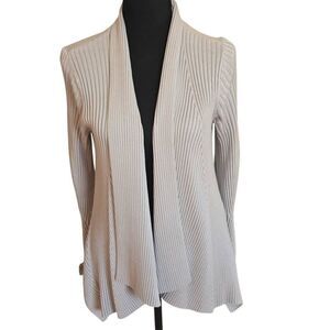 Tommy Bahama Womens Pickford Rib Open Front Cardigan Sweater Beige Size Medium